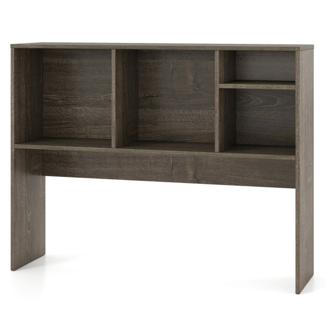 Grey Engineered Wood Desktop Bookshelf with 4 Cubbies and Anti-Tip Kits